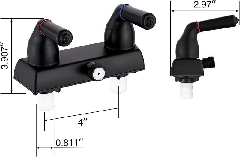LavishStream RV Shower Faucet with Handheld Showerhead & Hose, 4" ABS Shower Set, Leak & Rust Resistant for RV Camper Motorhome Travel Trailer (Black, Indoor/Outdoor Use) - Image 3